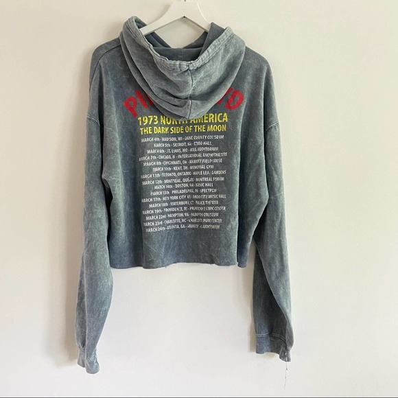 Pink Floyd Acid Wash Graphic Hoodie XL Cropped Grey - Picture 3 of 4